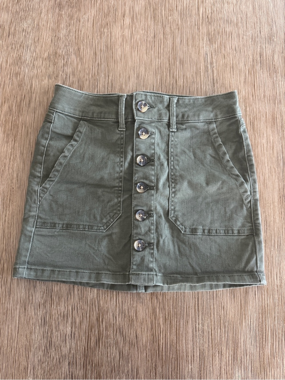 SO Olive Green Button-Front Mini Skirt